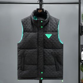 Embroidered Cotton Vest Men's Winter Men's New Stand-up Collar Cotton Vest Cotton Work Clothes (Option: 1style-L)