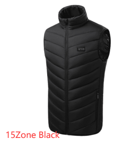 Heated Vest Washable Usb Charging Electric (Option: 15Zone Black-S)