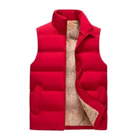 Lambswool Men's Down Cotton Vest Clip Outer Wear (Option: Red-M)