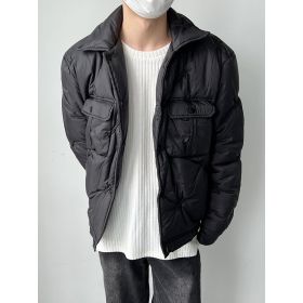 Fashion Everything Personality Small Fragrant Wind Cotton-padded Jacket Temperament Black Coat (Option: Black-M)