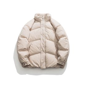 Men's Fashion Simple Raglan Sleeve Printing Stand-up Collar Down Jacket (Option: Khaki-M)