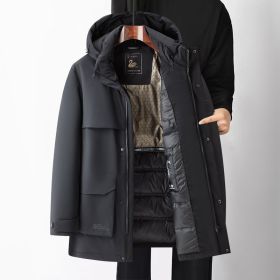 Down Jacket Men's Simple Casual Mid-length (Option: Black-M)