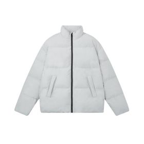 White Duck Down Jacket Men's Warm Standing Collar Jacket (Option: Light Grey-S)