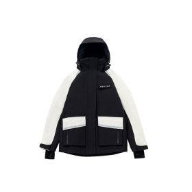 Loose Warm Windproof Waterproof Ski Suit For Men And Women (Option: Black-XS)