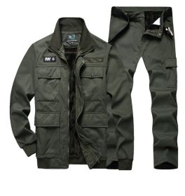 Men's Labor Protection Wear-resistant, Dirt-resistant And Iron-proof Work Clothes (Option: Army green-165)