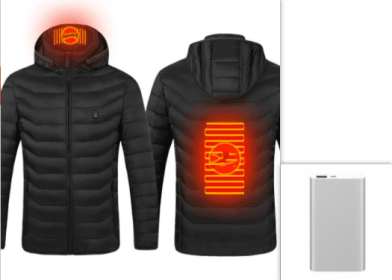 New Heated Jacket Coat USB Electric Jacket Cotton Coat Heater Thermal Clothing Heating Vest Men's Clothes Winter (Option: Black Zone2-S)